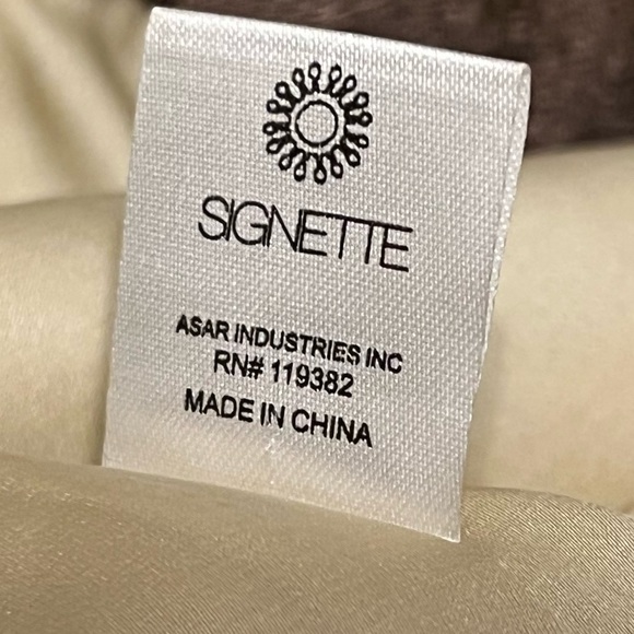 Signette Metallic Gold Floral Brocade Beige Lace Cap Sleeve Empire Waist Dress - Picture 7 of 12